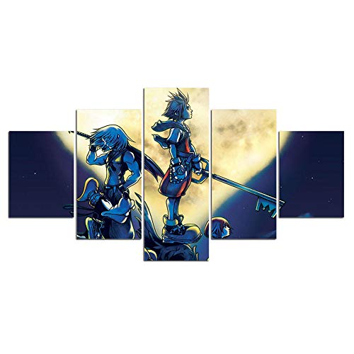 Gmoope Impreso Mural 5 Piezas Lienzos Cuadros Pinturas Kingdom Hearts Modular Impresiones En Lienzo...