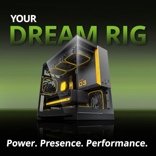 Image of Geometric Future Model 3 Panoramic Tempered Glass Dual Chamber Micro-ATX Tower PC Case, 5 Pre-Installed 120mm x 30mm PWM ARGB Fans, USB Type-C, 360mm Radiator Support, Black /Green, GEO-M3F-BNV