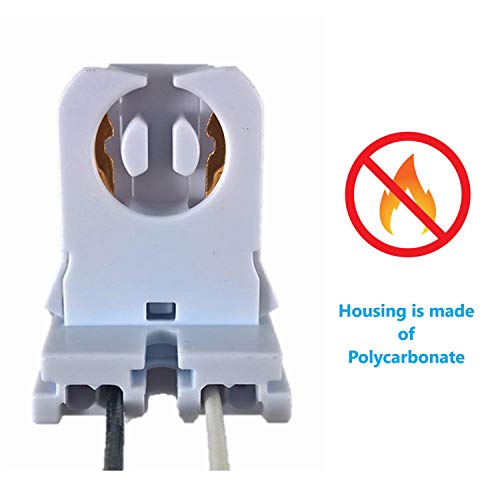 16 Pack - Etlin Daniels Ul Listed Non-Shunted T8 Lamp Holder Socket Tombstone With 12 Inch Wires Attached For Led Fluorescent Tube Replacements Turn-Type Lampholder (16) #TOP2