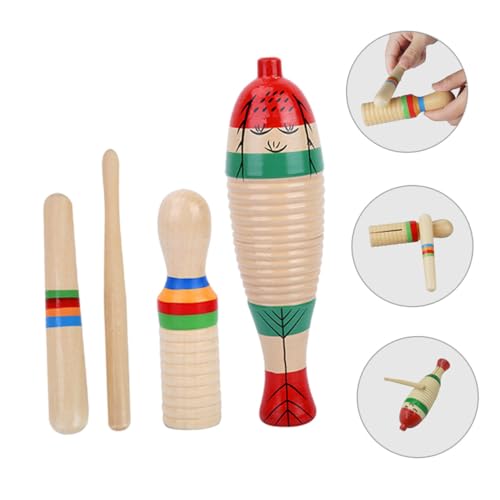 Toyvian 2 Conjuntos De Instrumentos Musicais Apitos Madeira Guiro Instrumento De Percussão Guiro Ins