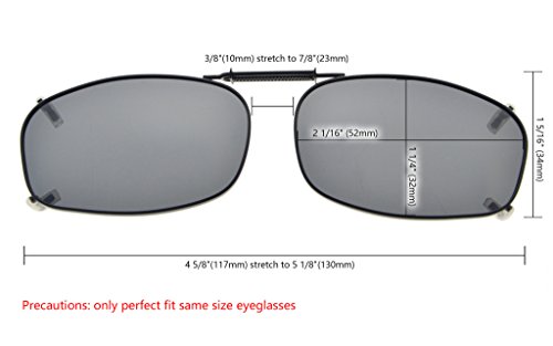 Eyekepper Metal Frame Rim Polarized Lens Clip On Sunglasses 2 1/16" x1 3/8"4