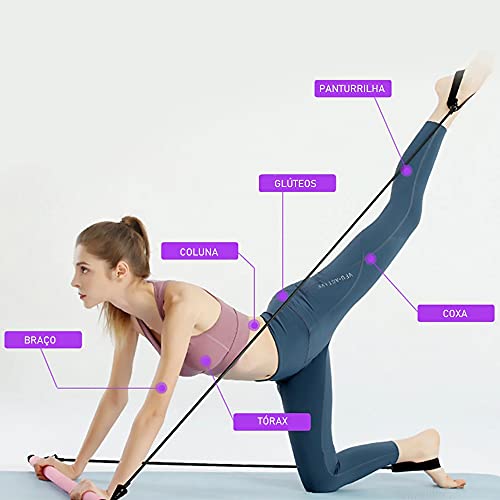 Extensor Elástico com Barra Para Exercício Rosa + Chaveiro CBRN17997