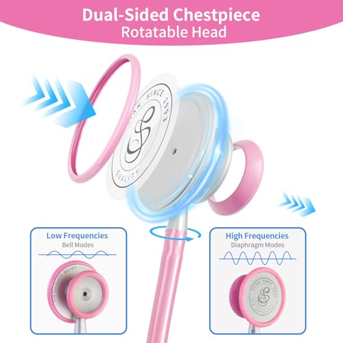 Image of Scian 30G-PK Stethoscope - High-Fidelity Acoustics, Lightweight Aluminum, Satin Tube for Pediatrics & Nursing - Nurse Essentials in Pink