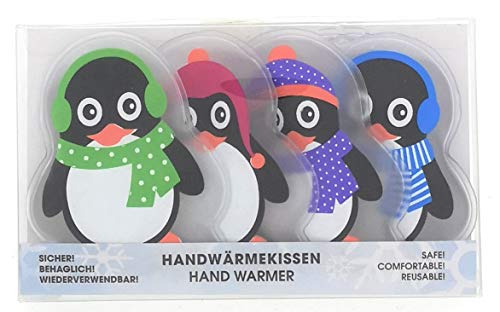 MC-Trend Handwärmer Set: 4 Zauberhafte Taschenwärmer mit süßen Pinguin Motiven – Immer wiederverwendbar für wohltuende Wärme unterwegs