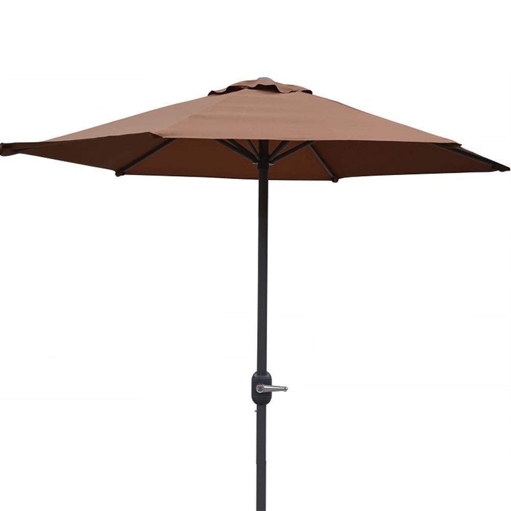 Outdoor Garden Parasols 6.5Ft/2M Patio Parasol Umbrella Uv70+, Premium Outdoor Market Table Umbrella With Crank For Garden, Lawn, Deck, Backyard & Pool,Wine Red-6.5ft/200cm (Brown 6.5ft/200cm)