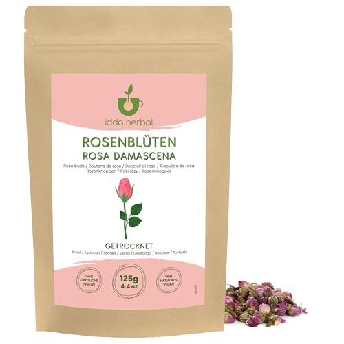 IDDA Herbal Herbata Różana 125g, Całe Suszone Pąki Róży do Parzenia, Herbata Liściasta z Pąków Róży