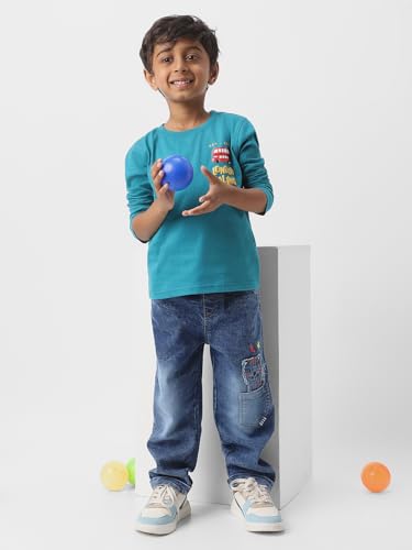 Image of Nautinati Boys Cotton Denim Jeans with Value-Added Detailing | Age 2-10 Years