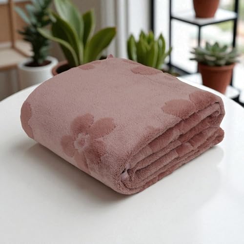 Image of HANKER Ultra Luxury Large /Full Size Plush Bath Towel | Calm Peach Colour Blossom Super, Very Soft On Skin, Luxurious Fabric, Pure Polyamide, 70x140cm, 500GSM