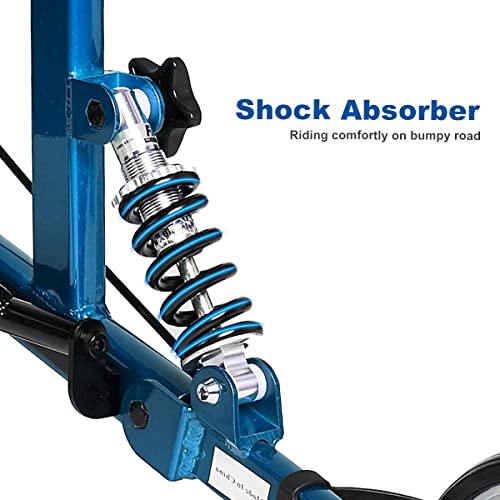 GreenChief Rollator Walker with Armrests, Tall Walker with Shock Absorber for Seniors and Adults Folding Rollator with Seat Rolling with Carrying Pouch, Suitable for Indoor Outdoor, Blue - Thumbnail 2
