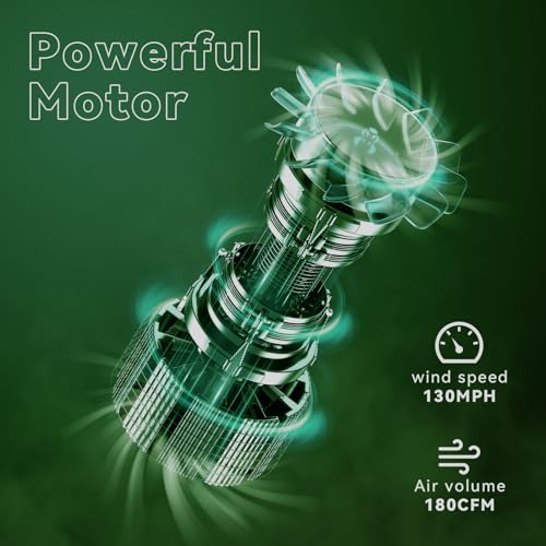 Leaf Blower Cordless with 4.0Ah Battery and Charger, 135MPH 170CFM High Speed Snow Blower with 2 Tube, 20V Electric Leaf Cleaner, Lightweight Handheld Small Blower for Car, Garden, House, Depot, Green