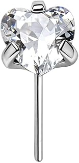 10pcs Titanium Prong Set Heart CZ Replacement Top Package - Threadless (push-in)