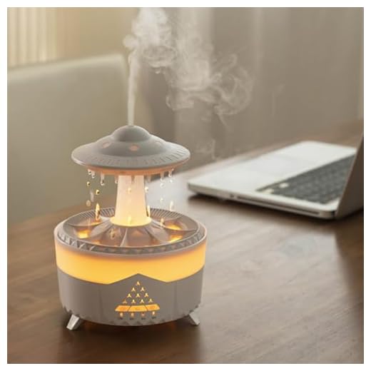 Rain Cloud Humidifier Water Drip, 7 Colors Night Rain Diffuser with Remote Control Timing, Mushroom Diffuser Lamp, Rain Sounds for Sleeping, Desk Fountain (White)