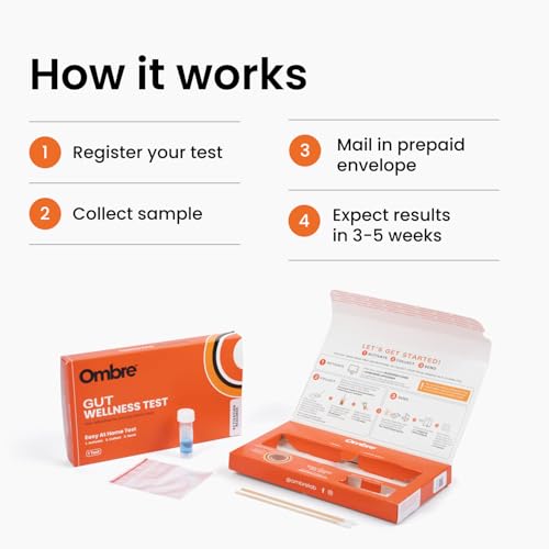 Image of Ombre Gut Health Test Kit - Probiotic Recommender at Home Test for Women & Men - Detailed Custom Gut Microbiome Analysis for Digestive, Immune and Mental Health with Food Suggestions