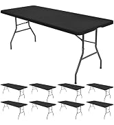 YJYQHYX 8 Pack Spandex Fitted Table Top Covers for 6ft Rectangular Tables, Stretch Fabric Table C...