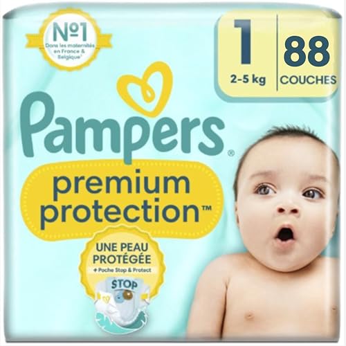Pampers Premium Protection – Tamaño 1 – 88 pañales (2-5 kg)
