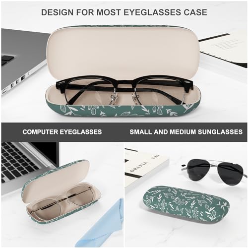 Image of Eyeglasses Case, Portable Hard Shell Protective Case for Glasses, Eyeglass Holder Box for Women with Cleaning Cloth