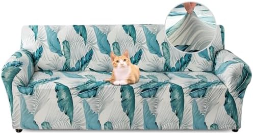Copridivano Elasticizzato Tre Due posti con Penisola, Morbuy Beige Senza Braccili Fodera Copridivani Universale Divano con Corda Fissa Sofa Protettore