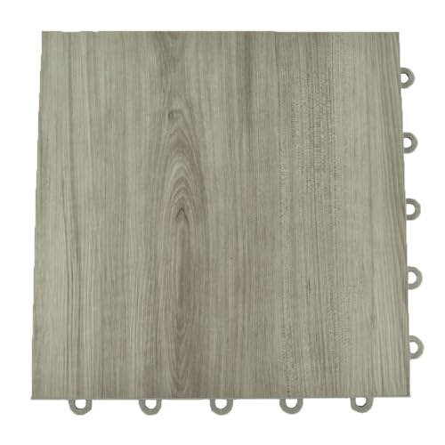 Greatmats Max Tile Vinyl Interlocking Wood Grain Tiles for Basement 20 Pack (Dove Gray)