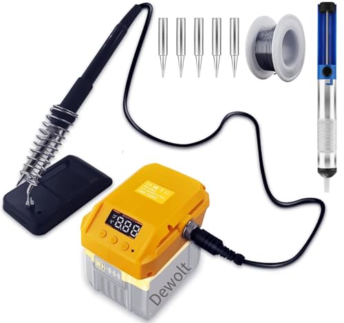 MAKBOS Battery Soldering Iron for Dewalt 20V, 60W LCD Adjustable 180-480°C, Cordless with 50g Soldering Wire