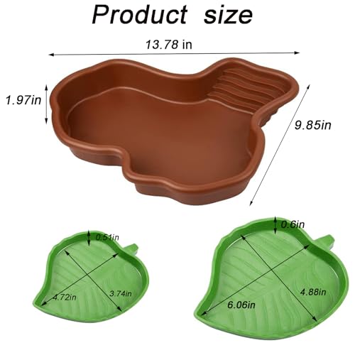 3PCS Tortoise Food Dish with Ramp Leaf Tortoise Food Water Bowls Reptile Food Water Bowls Amphibians Habitat Accessories for Horned Frogs Lizards Fit for Bath - Thumbnail 7