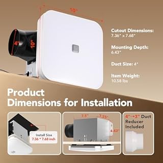 OREiN Matter Smart Bathroom Exhaust Fan with Light, 110 CFM Quiet Bathroom Fan, Tunable White 2700K–6500K & RGB Mood Lighting, Easy Installation, Remote Control, No Speaker, Works with Alexa & Google