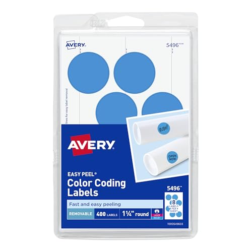 Étiquettes codage couleur rond 1-1/4" amovibles laser/jet encre
