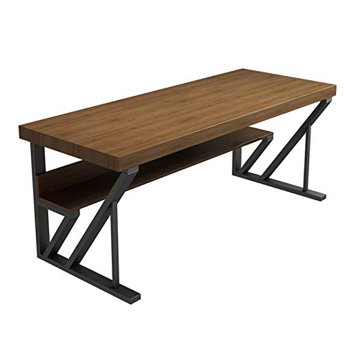SXZenSpace Escritorio RENRUIRUI - Escritorio de Estilo Industrial Retro para Ordenador, Oficina en casa, Juegos y Escritura, con Estante de Almacenamiento, Tablero de Pino de 5 cm de Grosor y