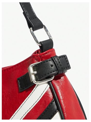 Verdusa Women's Punk Colorblock PU Leather Shoulder Bag Top Handle Underarm Bag4