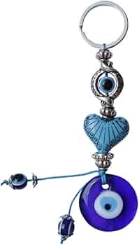 Blue Eye Amulet, Blue Evil Eye Keychain Key Ring Turkish Glass Lucky Protection Hanging Ornament For Girls Women Friends Family Key Bag Decor