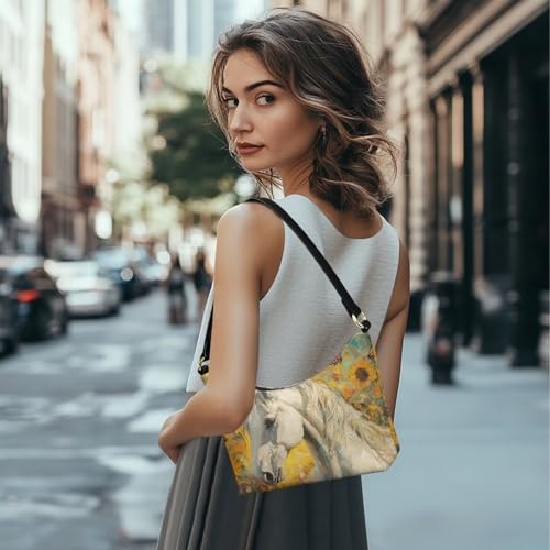 Image of Handbag for Women Leather Underam Shoulder Bag with Zipper Fashion Work Purse Waterproof Travel Wallet