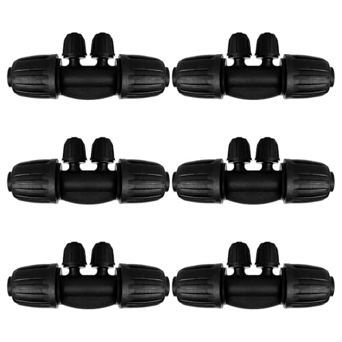 VooGenzek 6 Pièces 4-Voies Raccord de Tuyau D'Irrigation pour Tube 13/16 mm à 4/7 mm, Connecteur de Tuyau en T Barbelé, Connecteur D'Irrigation Goutte à Goutte à 4-Voies pour Jardin, Pelouse
