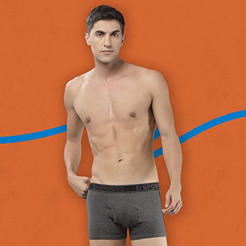 Image of sporto Men's Mid-Rise Super Soft & Comfortable Solid Cotton Square Trunks with No-Fold & No-Pinch Elastic Waistband (Combo Pack)