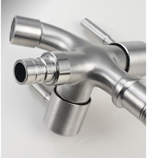 304 Stainless Steel Dual-Outlet Wall Mount Faucet Multi-Function Tap for Washing Machine & Mop Pool