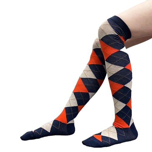 Image of COUVER Women's Thigh High /Over Knee Fashion Argyle Socks, Medium, 1 Pair