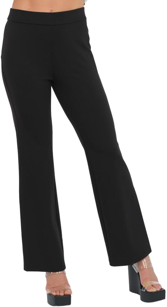 LIOR Women's Black Mini Flare Soft Ponte Pull On Dress Pant (Steffi)