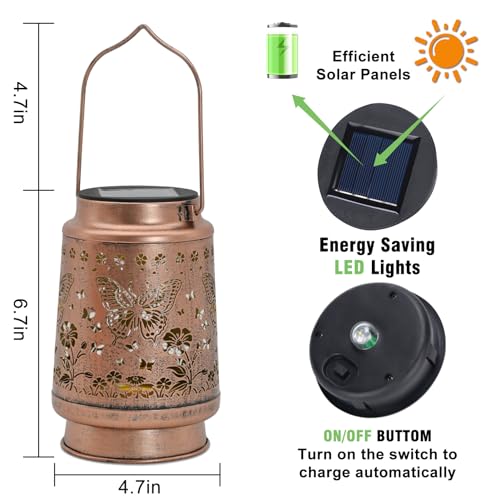 Birthday Gifts for Women - Butterfly Garden Decor Solar Lanterns Outdoor Waterproof, Mother Day Gifts for Mom, Grandma, Hanging Solar Lights for Outdoor, Yard, Patio, Porch, Gardening Gifts — view 6