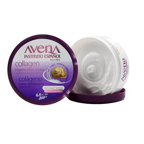 Avena Instituto Español Lot de 2 pots de crème régénérante au collagène adoucissante et hydratante Formule réparatrice pour la peau 6,8 Fl Oz each