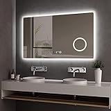spiegel 100x40 【Beleuchteter Kosmetikspiegel】LED Badspiegel 3-Fach Vergrößerung, das Vergrößerte Bild ist klar ohne Verzerrung, Sehr gut Geeignet für Make-up und Rasieren(optimaler Verwendung bei einem Abstand von ca. 15cm).