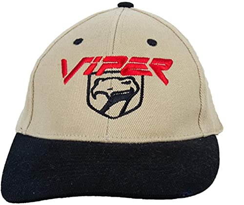 Dodge Viper Hat Two Tone Embroidered Cap, Khaki/Black