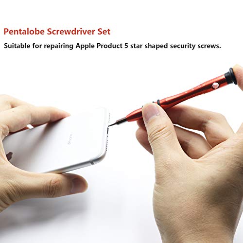 P5 Pentalobe Screwdriver,T5 Torx Screwdriver,5in1 Pentalobe Screwdriver Set with P2 P5 P6 T5 Tips, Repair Tool for iPhone and Macbook Repair