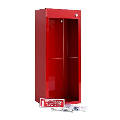 Windy City Cabinet Fire Extinguisher Mount for Wall & Surface - Break Glass Window, 22 Gauge Steel, USA Made - Fire Extinguisher Cabinet Storage w/Metal Handle for Indoor & Outdoor Use - White - Thumbnail 3