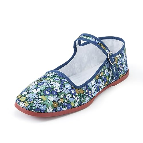Image of Womens Classic China Flats, Casual China Doll Shoes, Cotton Mary Janes, Chinese Tai Chi Shoes (Little Flower, Adult, Women, Numeric 7, Numeric, us Footwear Size System, Medium)