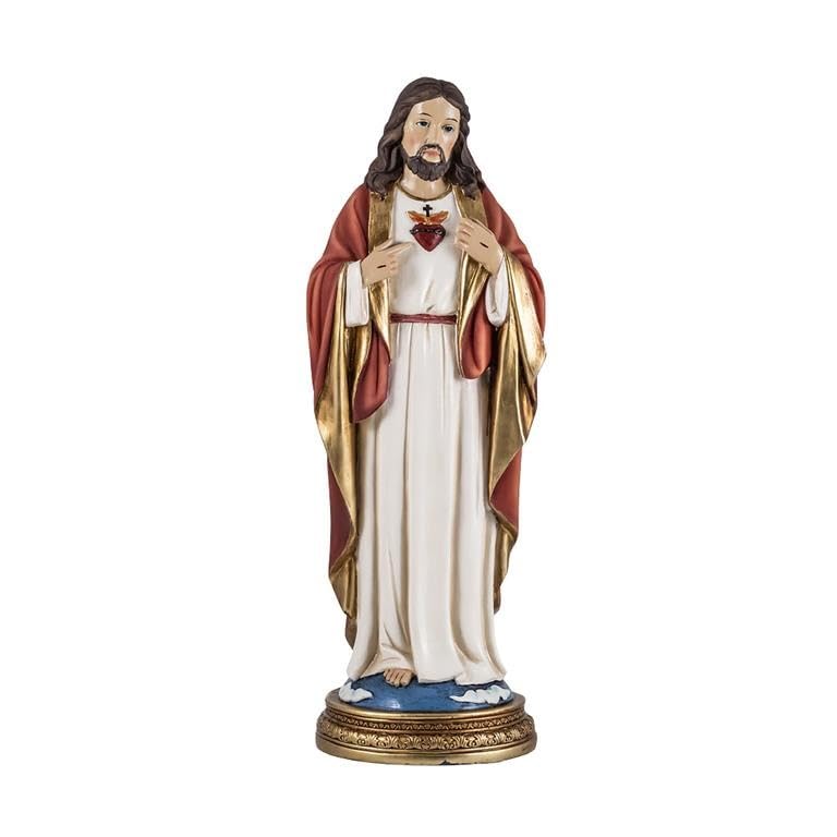 Sacré-Cœur de Jésus Christ statue religieuse résine peinte DRW 30cm
