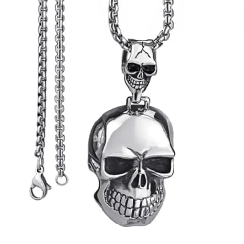 Pendentif tête de mort punk idéal pour les virées en moto rock et soirées