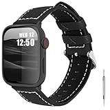 7 Colors for Apple Watch Bands, Fullmosa Jan Calf Leather Strap Replacement Band/Strap with Stainless Steel Clasp for iWatch Series 1 2 3 Sport and Edition Versions 2015 2016 2017, Black,38mm