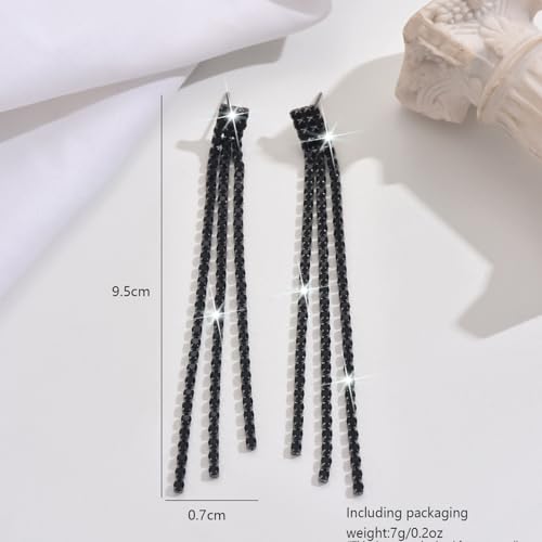 Rhinestone Tassel Dangling Earrings for Women Sparkly Crystal Earrings Chandelier Statement Tassel Earring Silver Prom Earring Wedding Party Prom Dress Jewerly Gifts4
