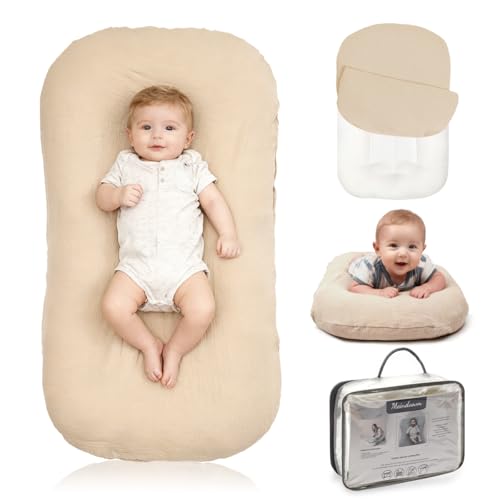 Image of Meindoovm Baby Lounger - Snuggle Cozy Me Infant Lounger for Newborns | Breathable & Soft, Portable Awake-Time Pad, Essential Baby Gift (Lounger Cover Included)