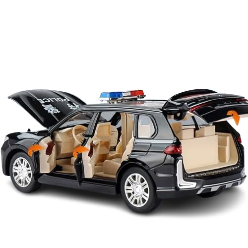 VARIYA ENTERPRISE® 1/24 Big BMW X7 Police Toy Car Metal Pull Back Diecast Car with Openable Door and Sound Light, Gifts Toys for Kids【 Black 】