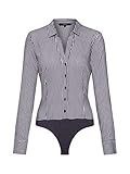 Blusen Body VERO MODA Damen VMERIKA L/S Body G-String Shirt Bluse, Schwarz (Black Stripes: Thin), 38 (Herstellergröße: M)