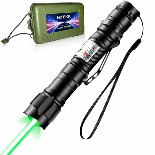 Image of HITEKK High Power Green Laser Pointer | Tactical Long Range Green Laser Pointer | Single Press On/Off Tactical Lazer Pointer | Rechargeable Lazer Pointer and Carrying Case